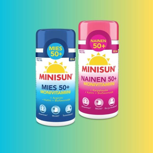 Minisun Nainen 50+ tai Mies 50+ monivitamiini 60 tabl.