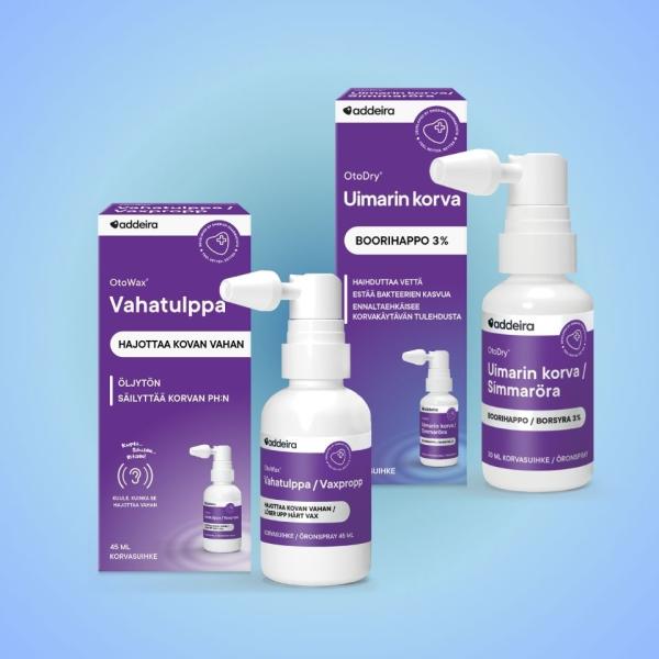 OtoDry 30 ml tai OtoWax 45 ml korvasuihkeet