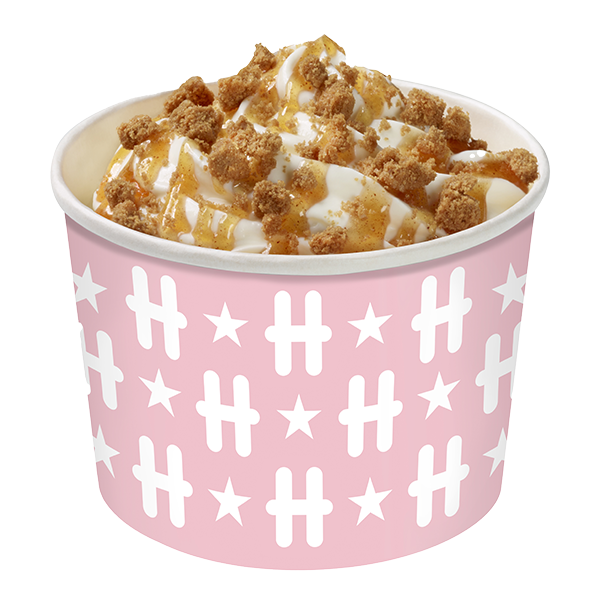 Pehmyt-jäätelö Biscoff®-keksimurulla & omenakanelikastikkeella 